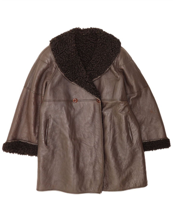 Pellicceria Womens Shearling Coat IT 42 Medium Brown