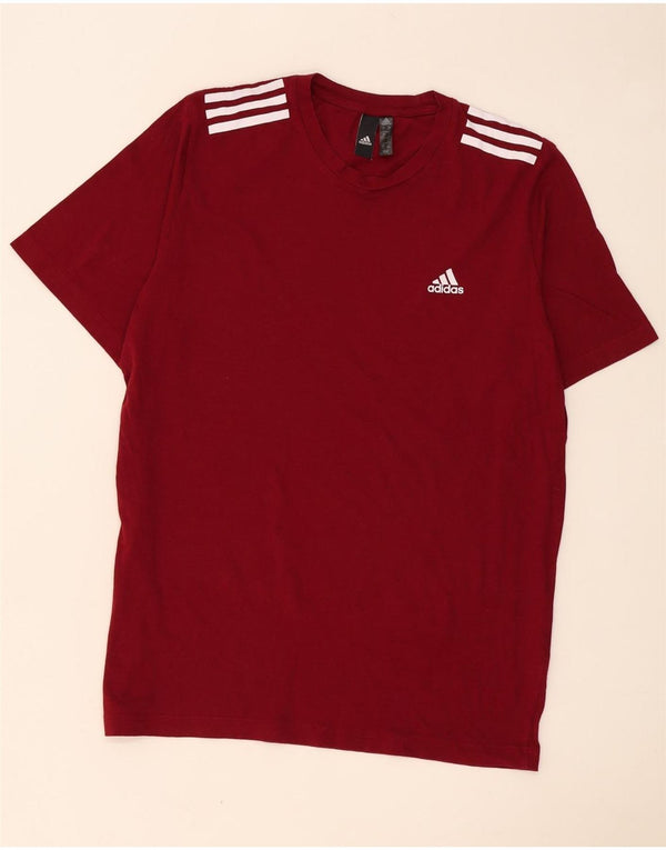 Adidas Mens T-Shirt Top Large Burgundy Cotton