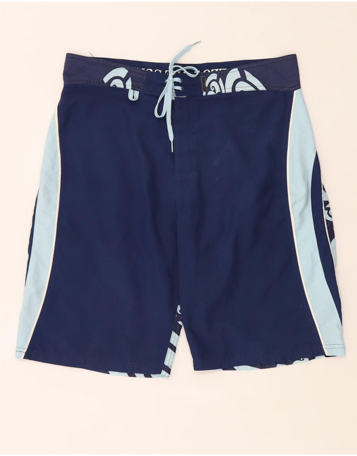 Sundek Mens Swimming Shorts Large  Navy Blue Colourblock Polyester