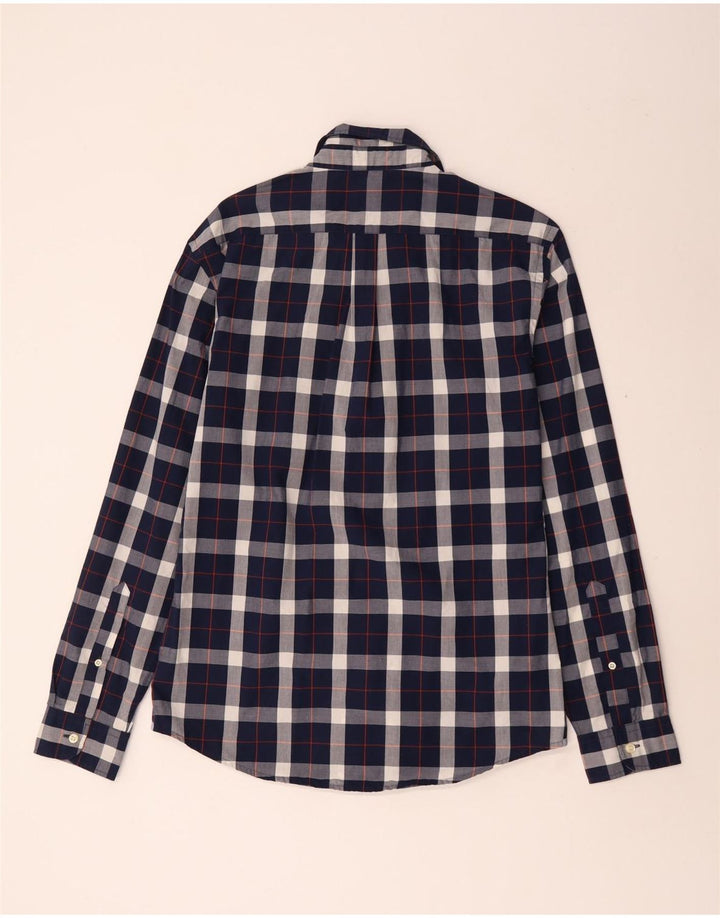 DOCKERS Mens Fitted Shirt Medium Navy Blue Check Cotton