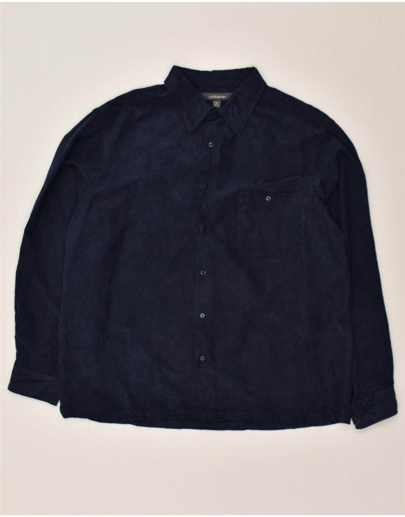 CROFT BARROW Mens Shirt XL Navy Blue Polyester Vintage Second Hand Clothing Online Messina Hembry