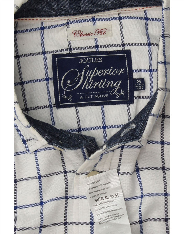 JOULES Mens Classic Fit Shirt Medium White Check Cotton