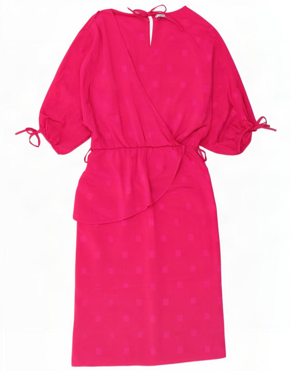 Vintage Womens Sheath Dress UK 12 Medium Pink Geometric