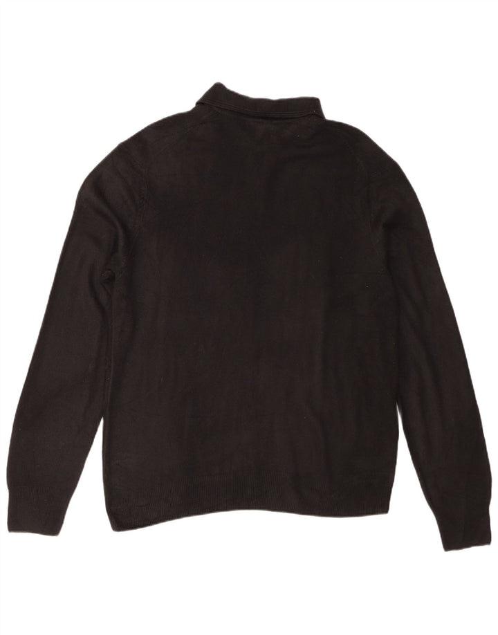 Dockers Mens Polo Neck Jumper Sweater Large Black Acrylic