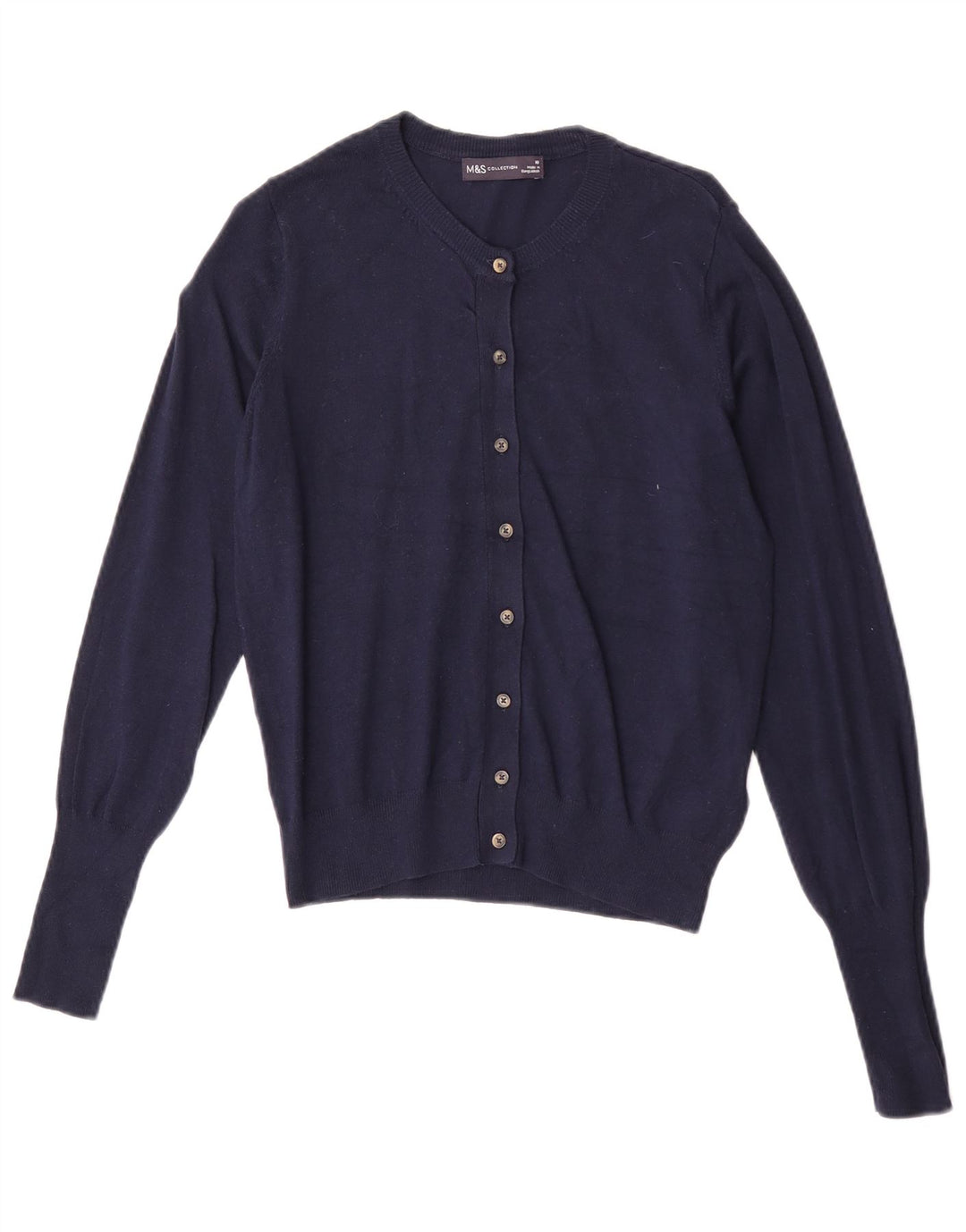 Marks & Spencer Womens Cardigan Sweater UK 10 Small Navy Blue Viscose