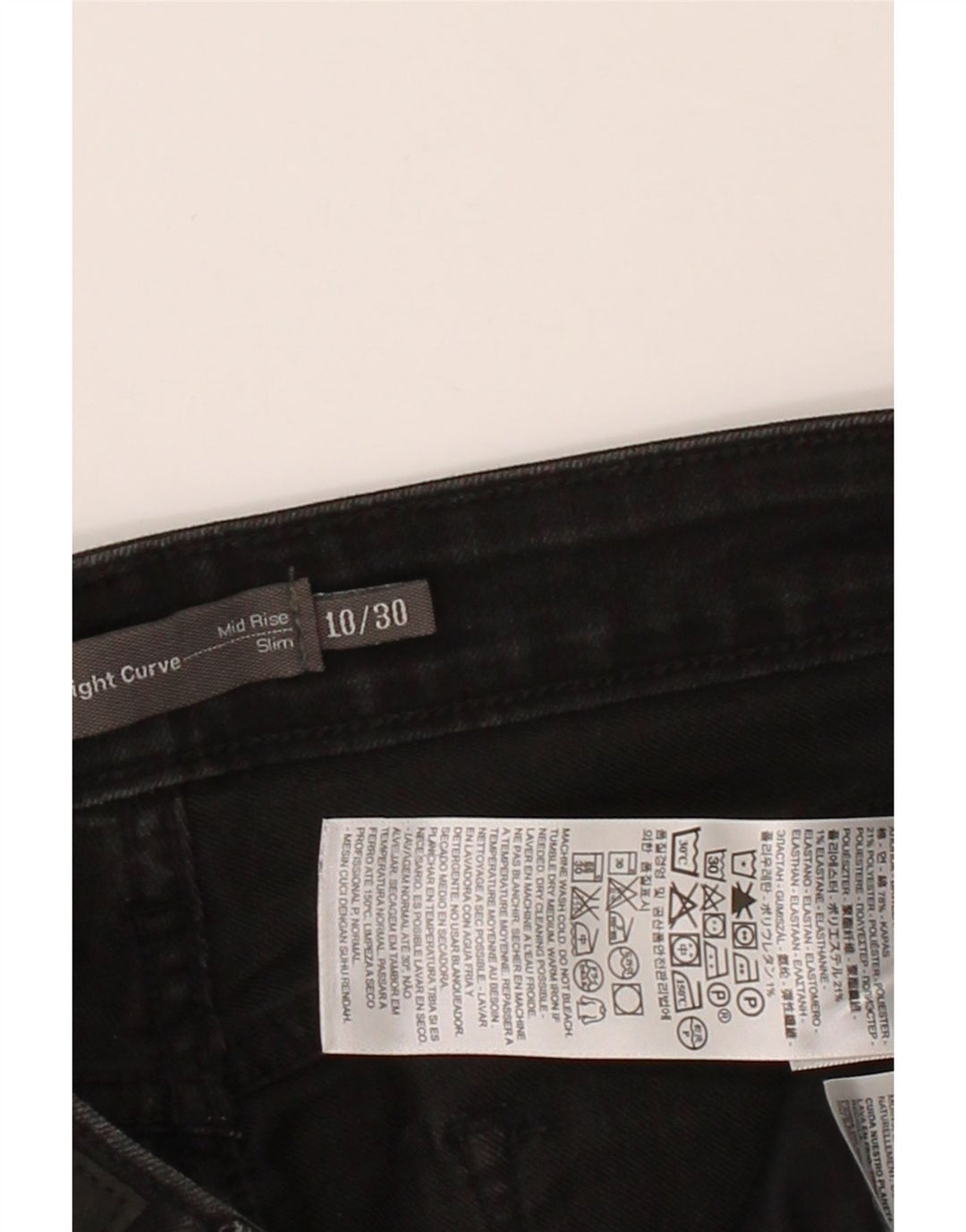 LEVI'S Womens Slight Curve Mid Rise Slim Jeans US 10 Large W32 L32 Black Vintage Levi's and Second-Hand Levi's from Messina Hembry 
