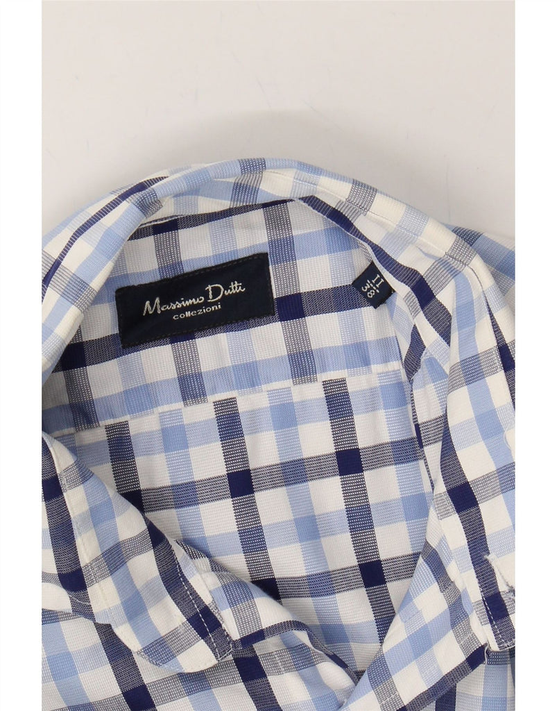 MASSIMO DUTTI Mens Shirt UK 38 Medium Blue Gingham Cotton Vintage Massimo Dutti and Second-Hand Massimo Dutti from Messina Hembry 