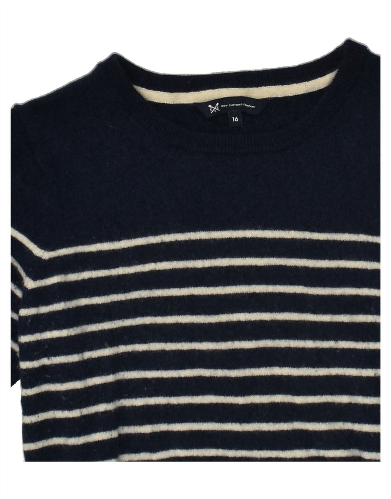 CREW CLOTHING Girls Boat Neck Jumper Sweater 15-16 Years Navy Blue Striped | Vintage Crew Clothing | Thrift | Second-Hand Crew Clothing | Used Clothing | Messina Hembry 