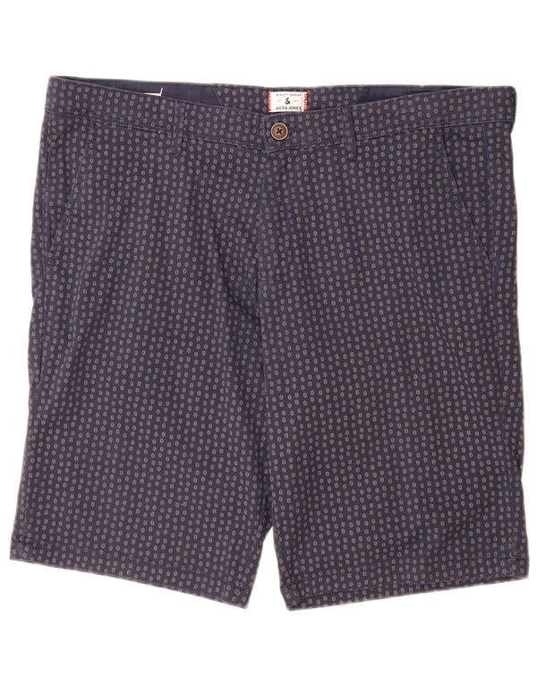 Jack & Jones Mens Chino Shorts XL W38 Navy Blue Spotted Cotton
