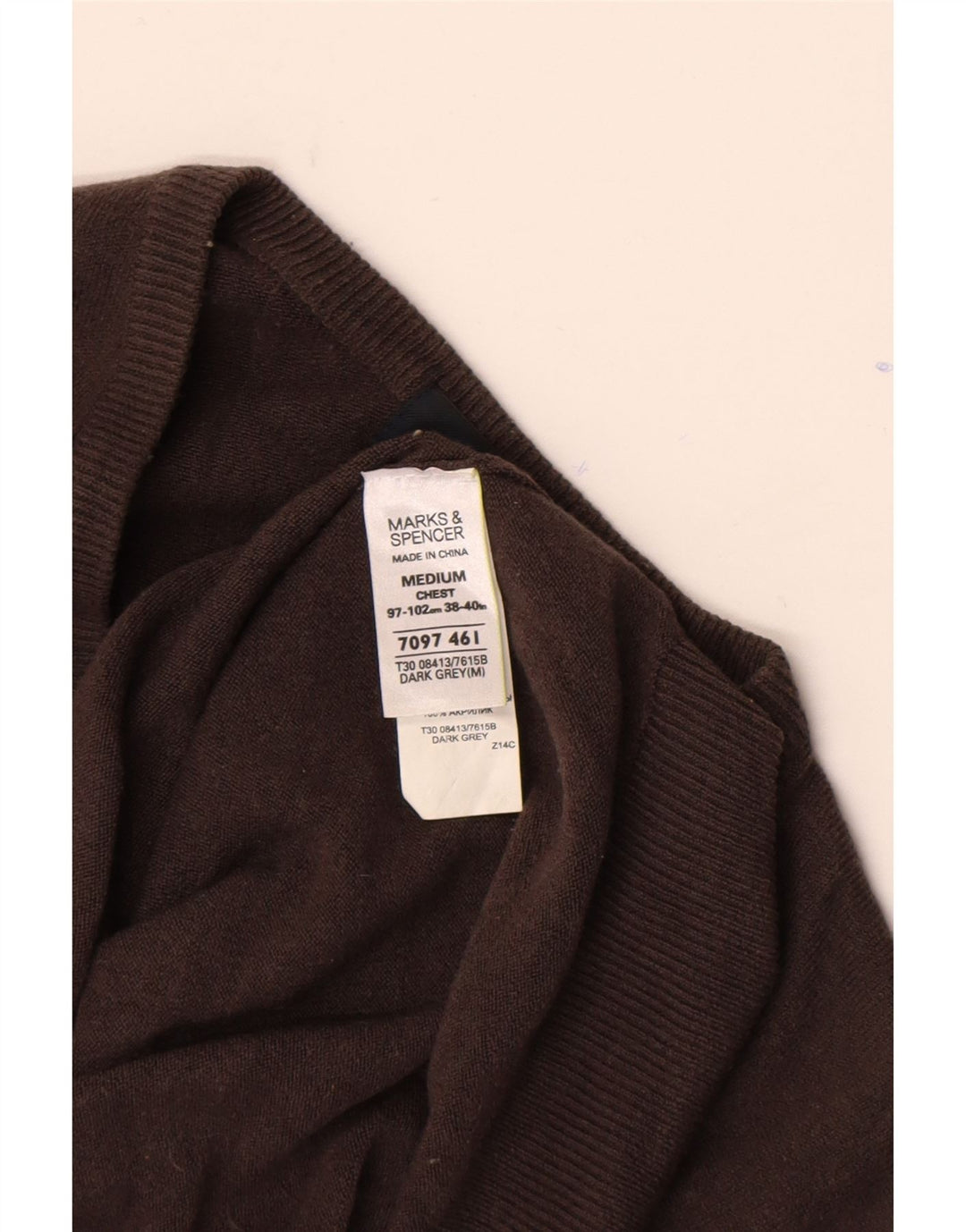 Marks & Spencer Mens Blue Harbour V-Neck Jumper Sweater Medium Brown