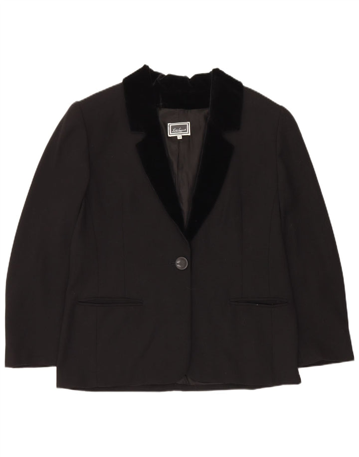 Luisa Spagnoli Womens 1 Button Blazer Jacket IT 50 Large Black Acetate