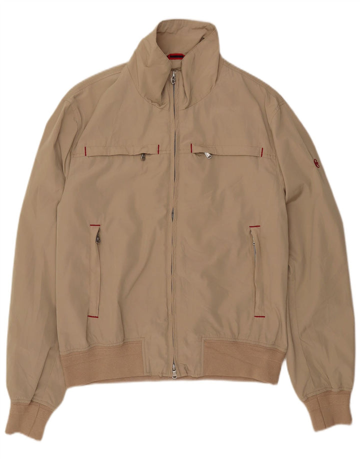 Conte of Florence Mens Bomber Jacket UK 40 Large Beige Polyester