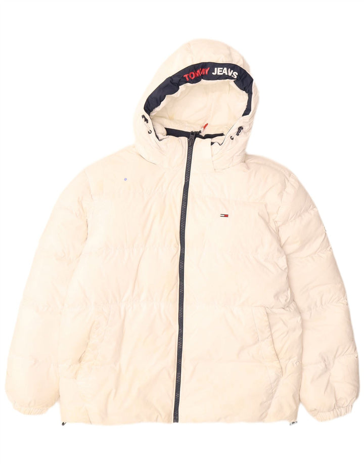 Tommy Hilfiger Mens Graphic Padded Jacket UK 40 Large White Colourblock