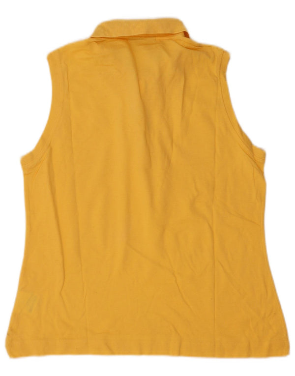 Sergio Tacchini Womens Sleeveless Polo Shirt UK 14 Large Yellow Cotton