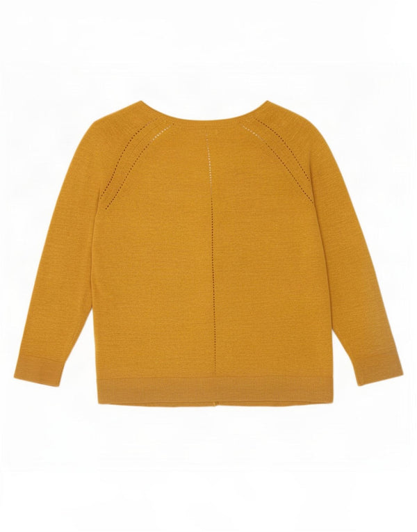 Fat Face Womens 3/4 Sleeve Cardigan Sweater UK 10 Small Yellow Cotton