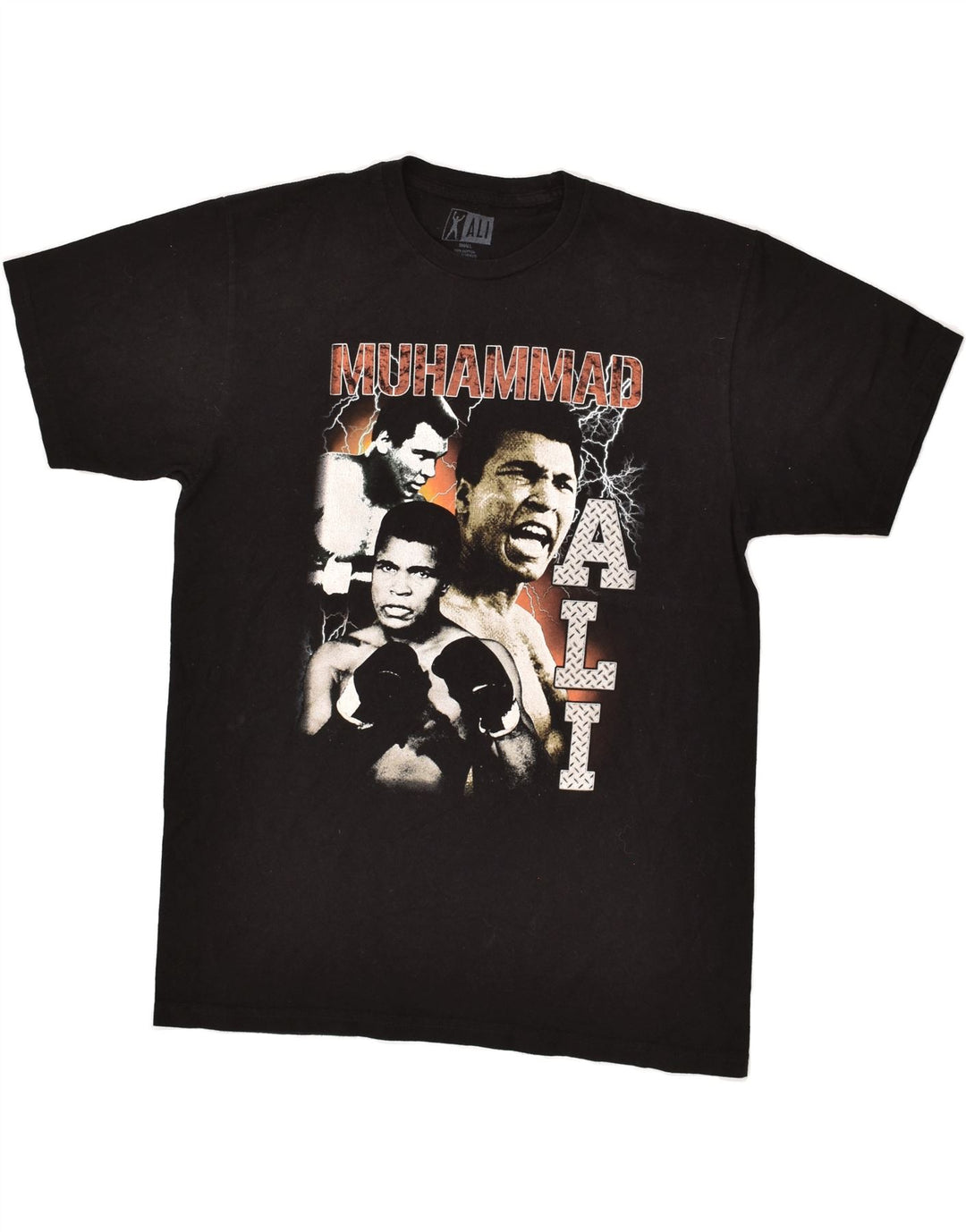 VINTAGE Mens Muhammad Ali Graphic T-Shirt Top Small Black Cotton Vintage Vintage and Second-Hand Vintage from Messina Hembry 