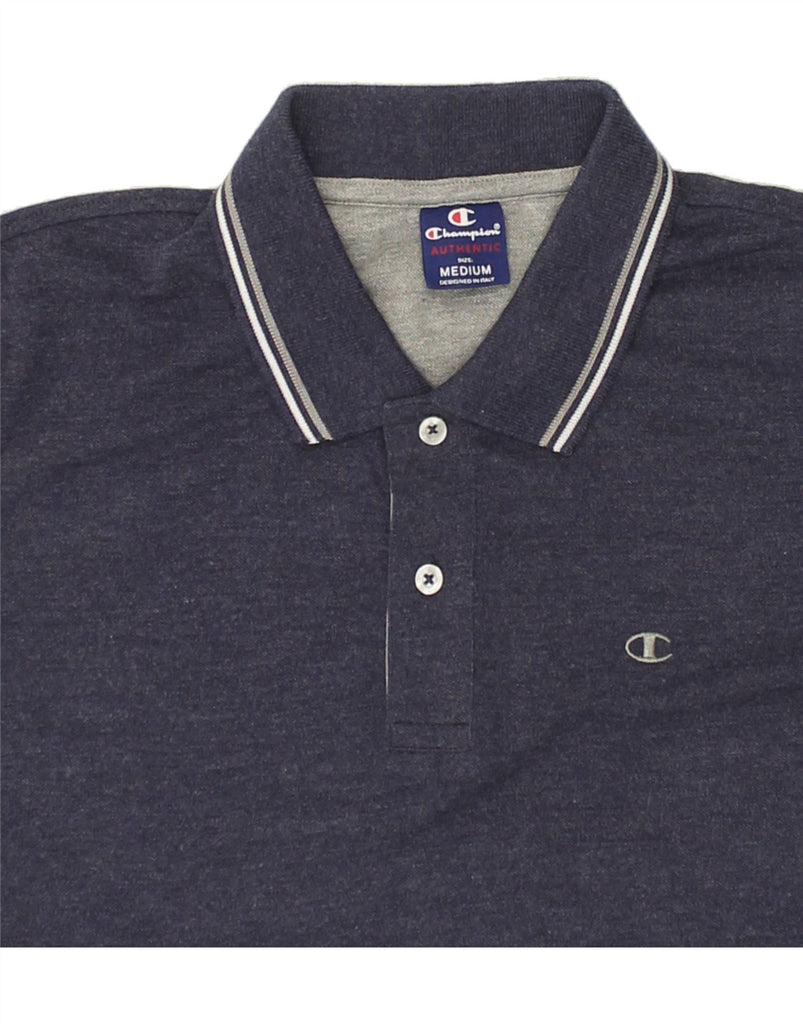 CHAMPION Mens Polo Shirt Medium Navy Blue Cotton | Vintage Champion | Thrift | Second-Hand Champion | Used Clothing | Messina Hembry 
