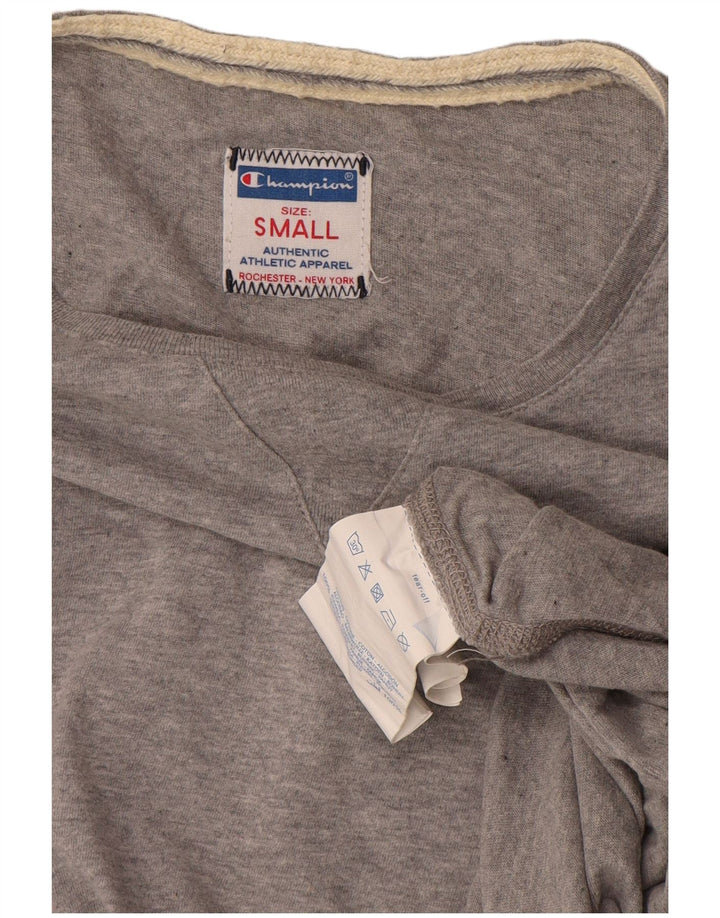Champion Womens Oversized Top Long Sleeve UK 10 Small Grey Cotton