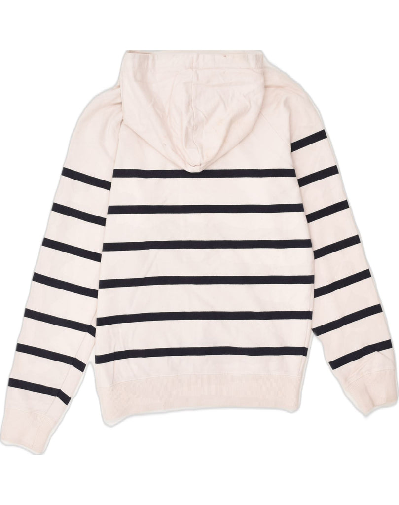 JOULES Womens Hoodie Jumper UK 8 Small Off White Striped Cotton | Vintage Joules | Thrift | Second-Hand Joules | Used Clothing | Messina Hembry 