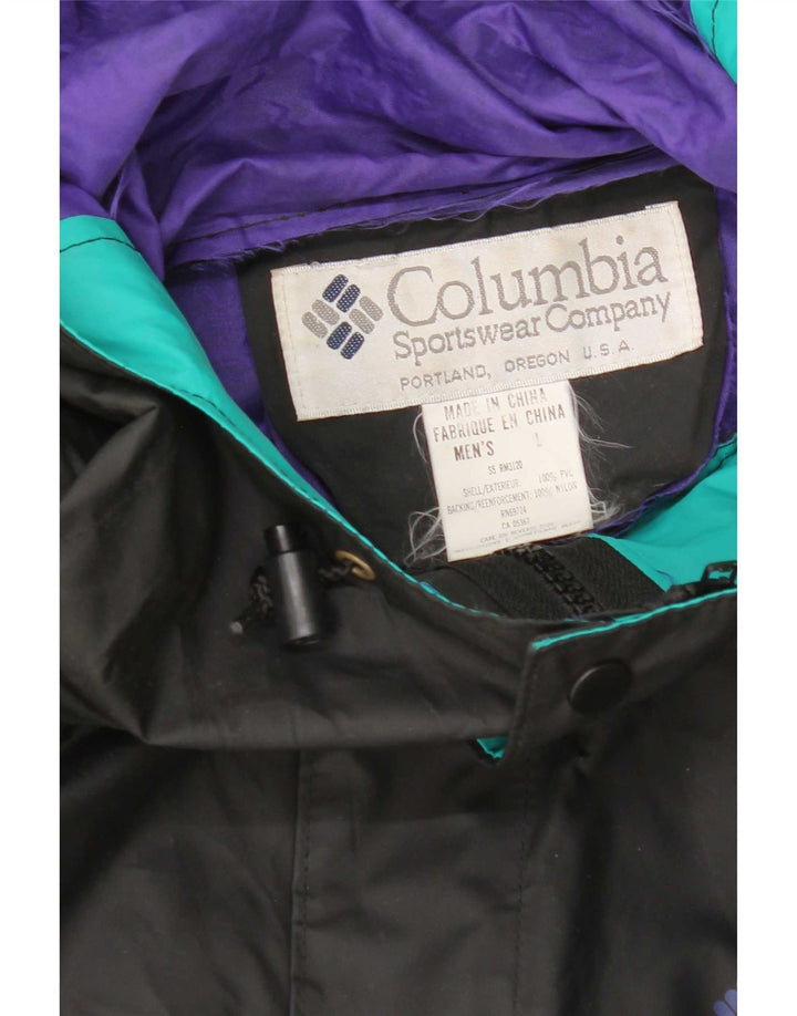 Columbia Mens Hooded Rain Jacket UK 40 Large Black Nylon