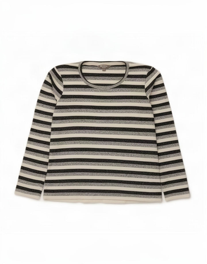 Mountain Warehouse Womens Top Long Sleeve UK 16 Large Grey Striped