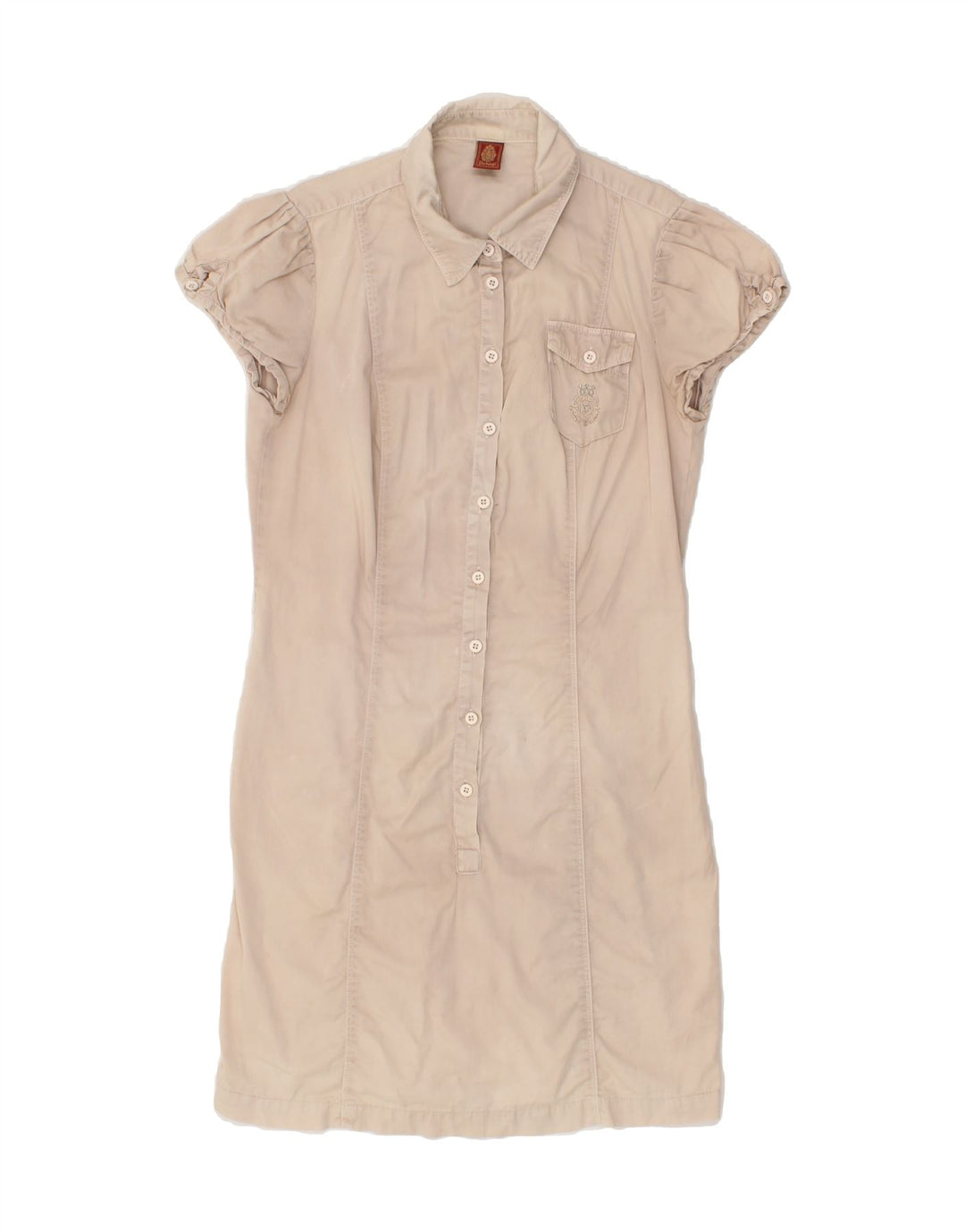 DONDUP Womens Short Sleeves Shirt Dress IT 44 Medium Grey Cotton Vintage Dondup and Second-Hand Dondup from Messina Hembry 