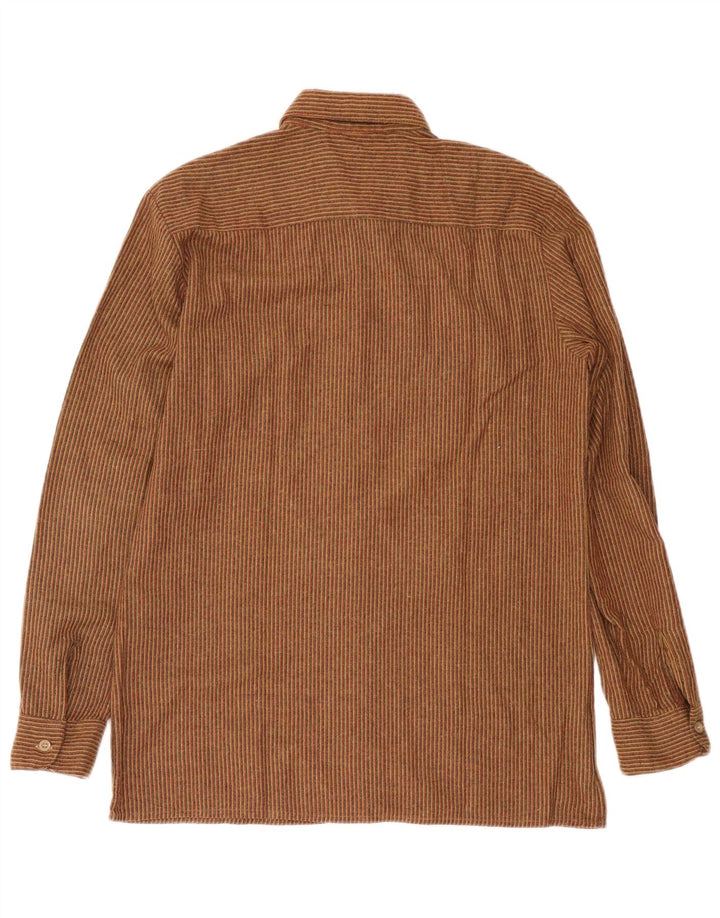 NORTONS Mens Flannel Shirt IT 50 Medium Brown Pinstripe