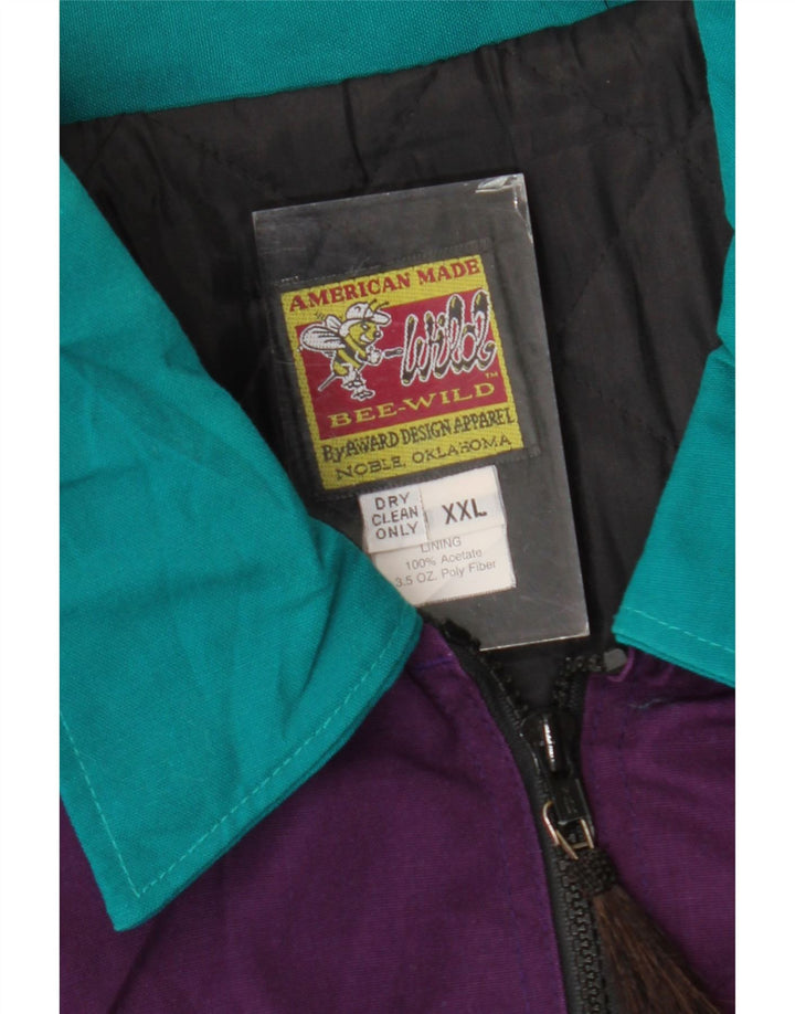 Wild Mens Bomber Jacket UK 44 2XL Purple Colourblock Cotton