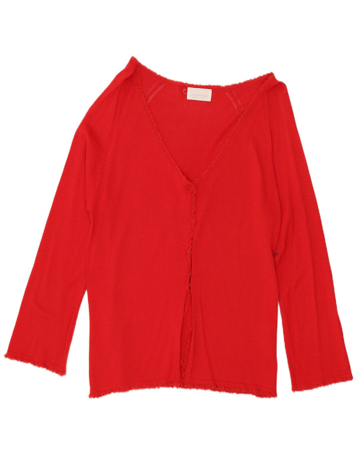 Iceberg Womens Cardigan Sweater IT 42 Medium Red Viscose