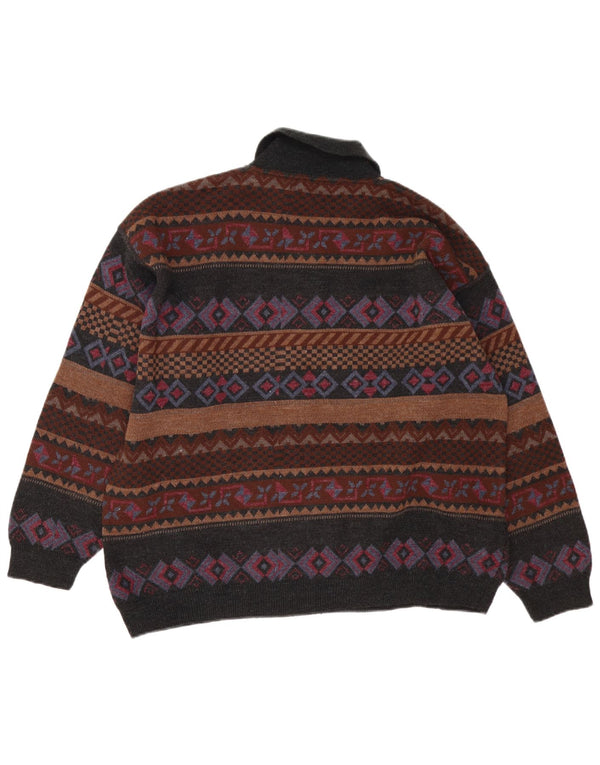Vintage Mens Polo Neck Jumper Sweater XL Multicoloured Fair Isle