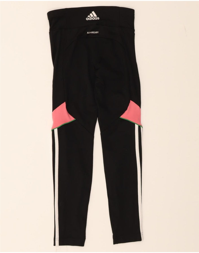 ADIDAS Girls Aeroready Leggings 9-10 Years  Black Colourblock Polyester Vintage Adidas and Second-Hand Adidas from Messina Hembry 