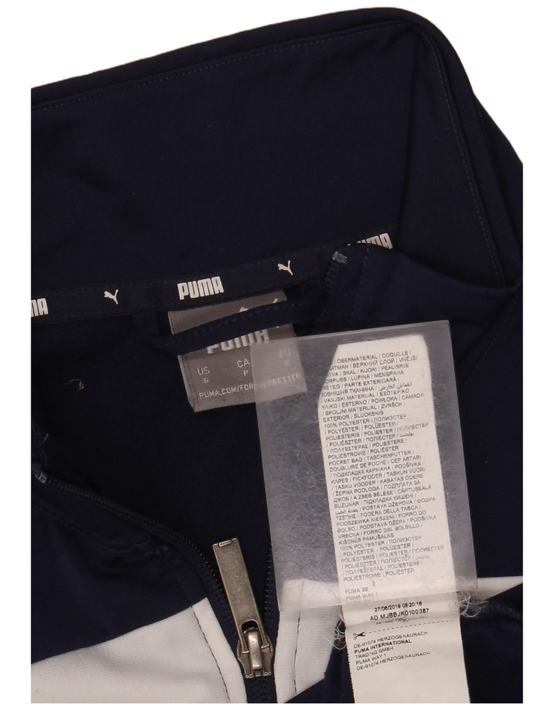 PUMA Mens Tracksuit Top Jacket Small Navy Blue Colourblock Polyester