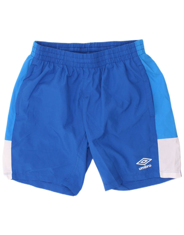 Umbro Boys Sport Shorts 11-12 Years Large Blue Colourblock Polyester