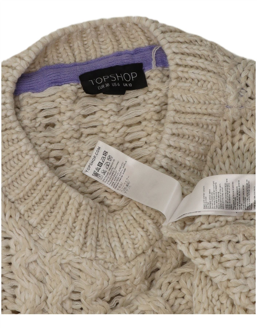 Topshop Womens Crop Boat Neck Jumper Sweater UK 10 Small Off White