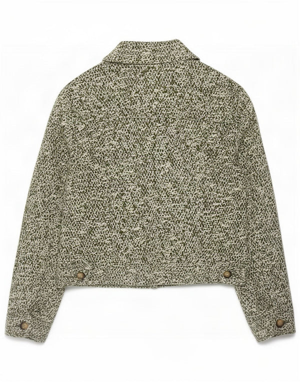 Marks & Spencer Womens Bomber Jacket UK 8 Small Khaki Flecked Polyester