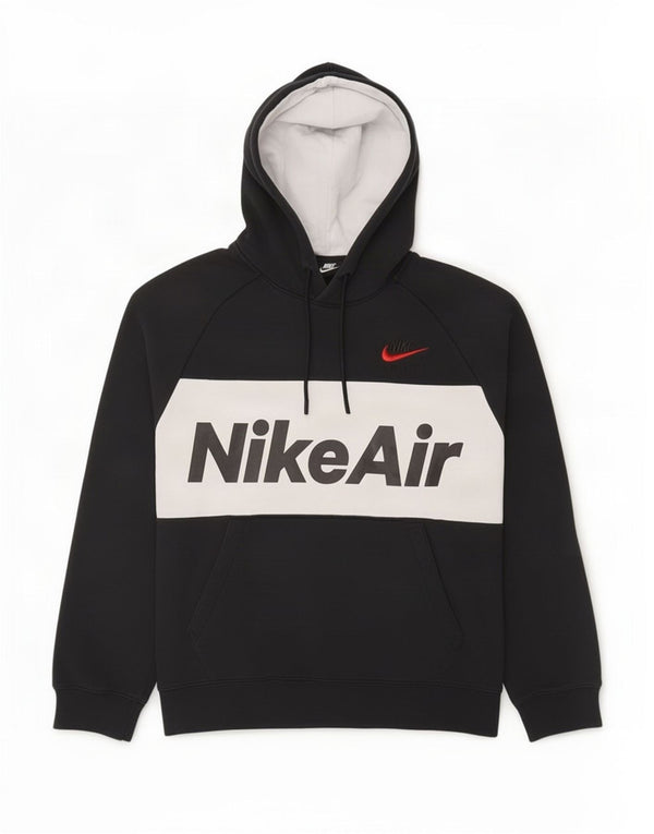 Nike Mens Graphic Hoodie Jumper XS Black Colourblock Cotton