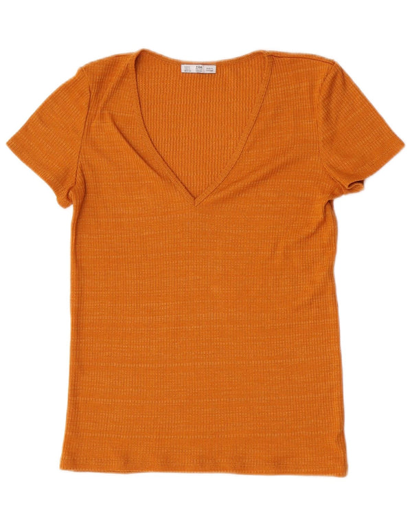 Zara Womens T-Shirt Top UK 10 Small Orange