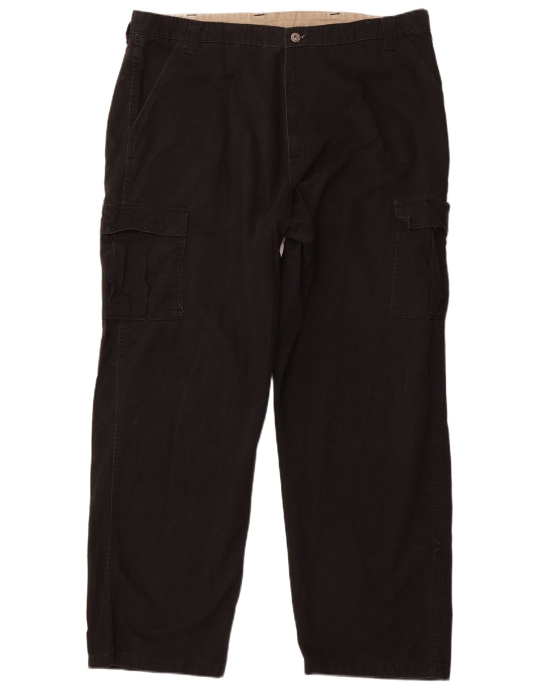 WRANGLER Mens Straight Cargo Trousers W40 L32 Black Cotton