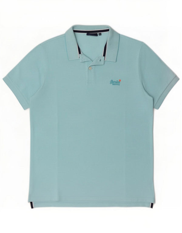 Superdry Mens Polo Shirt 2XL Blue Cotton