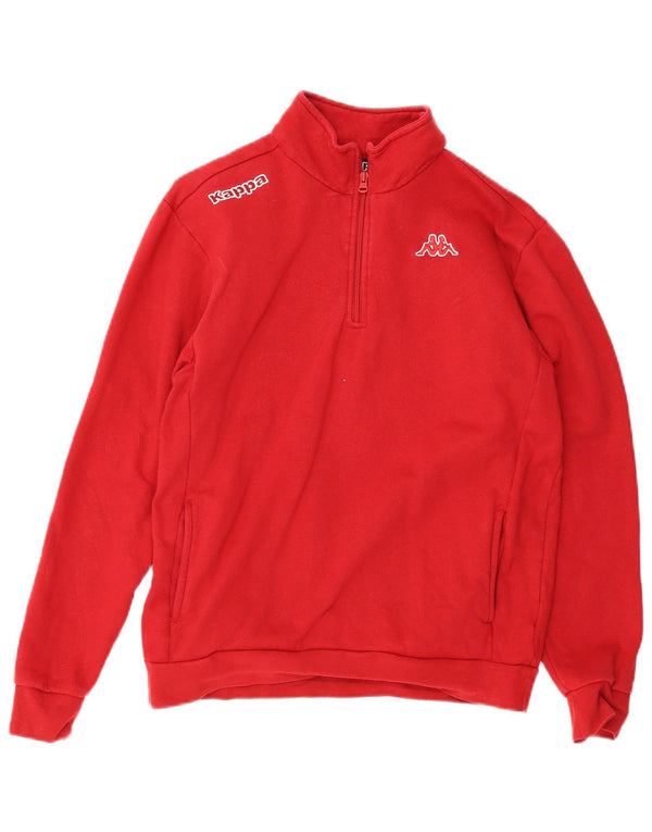 Kappa Mens Zip Neck Sweatshirt Jumper XL Red Cotton