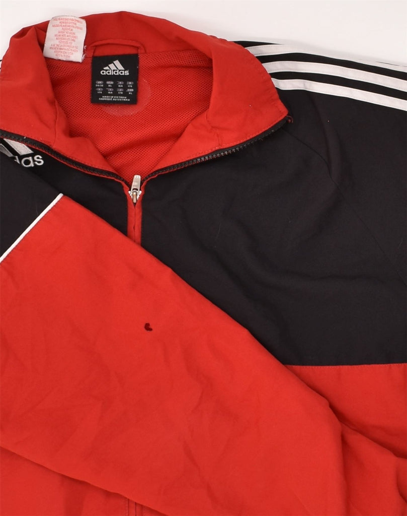 ADIDAS Boys Tracksuit Top Jacket 15-16 Years Red Colourblock Polyester | Vintage Adidas | Thrift | Second-Hand Adidas | Used Clothing | Messina Hembry 