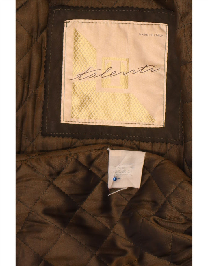 Talenti Womens Leather Coat UK 18 XL Khaki Leather