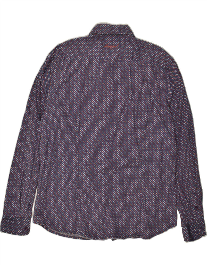 DESIGUAL Mens Slim Shirt 2XL Purple Spotted Cotton | Vintage Desigual | Thrift | Second-Hand Desigual | Used Clothing | Messina Hembry 