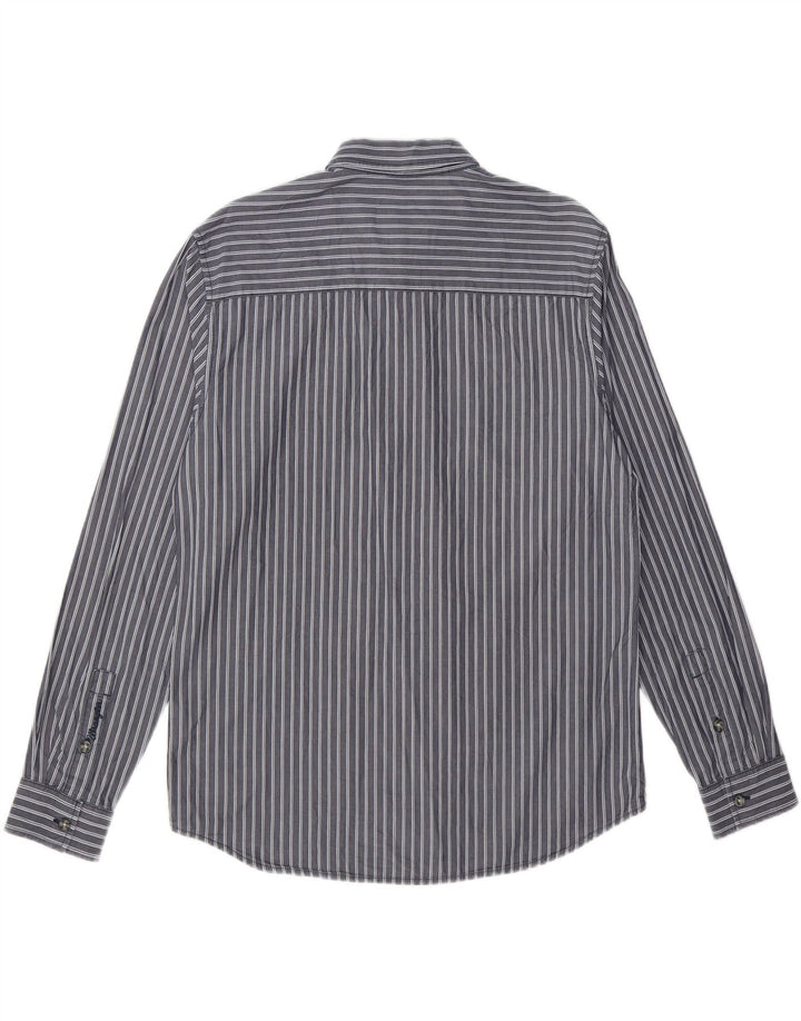 WRANGLER Mens Shirt Large Grey Striped Cotton Vintage Wrangler and Second-Hand Wrangler from Messina Hembry 