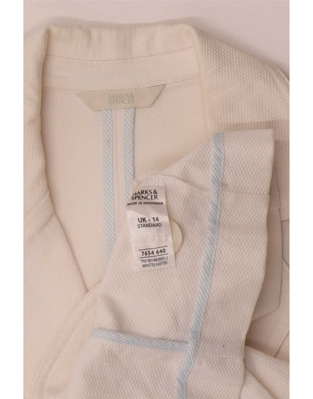 Marks & Spencer Womens 3/4 Sleeve 2 Button Blazer Jacket UK 14 Medium White