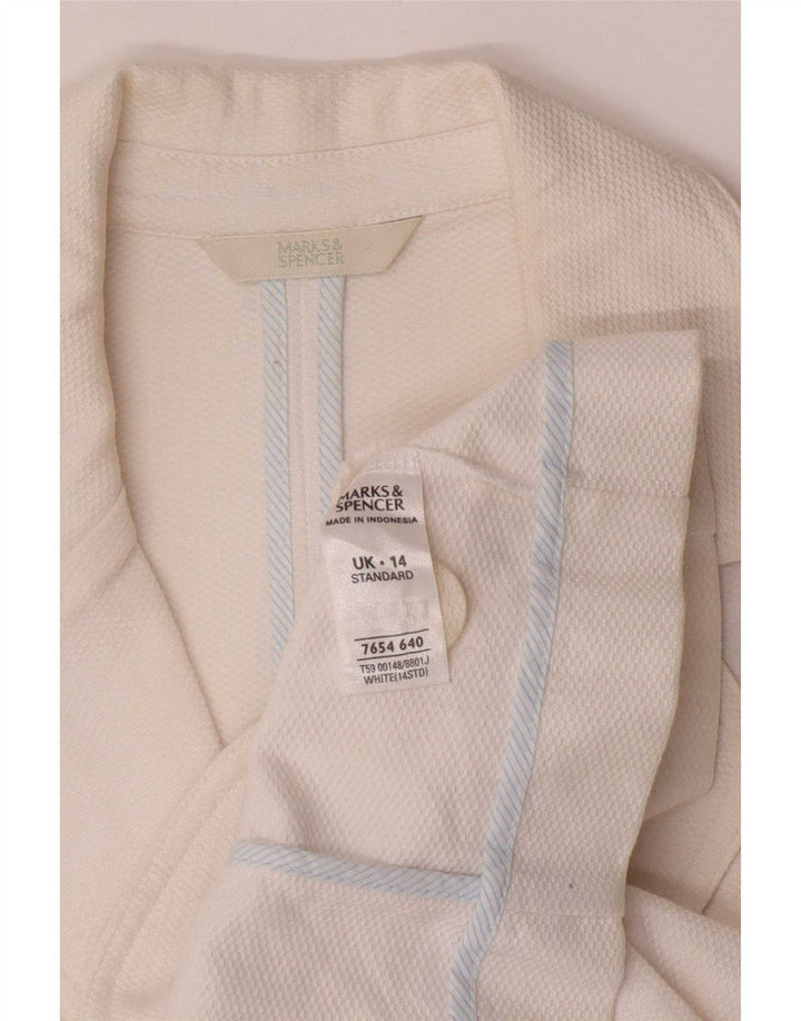 Marks & Spencer Womens 3/4 Sleeve 2 Button Blazer Jacket UK 14 Medium White
