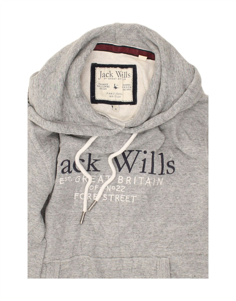 JACK WILLS Mens Graphic Hoodie Jumper Medium Grey Cotton | Vintage Jack Wills | Thrift | Second-Hand Jack Wills | Used Clothing | Messina Hembry 