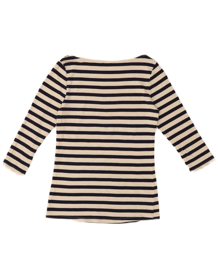 Zara Womens Top 3/4 Sleeve UK 12 Medium Black Striped
