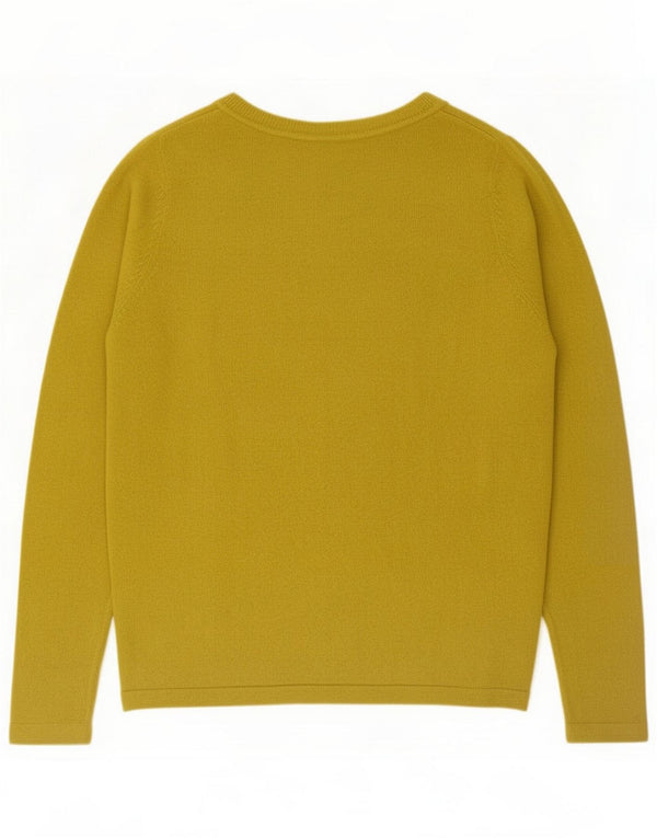 Marks & Spencer Womens Boat Neck Jumper Sweater UK 12 Medium Yellow Acrylic