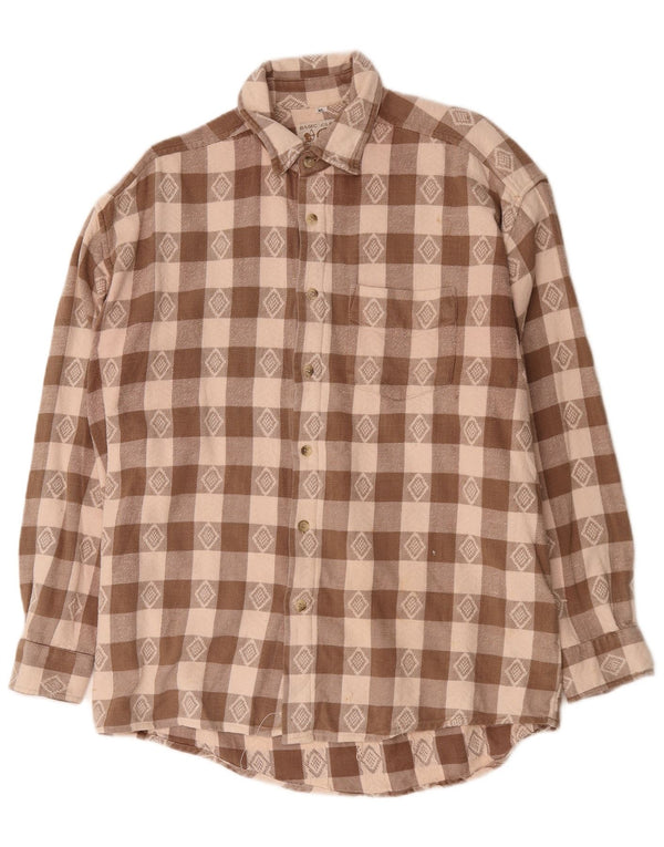 Tom Tailor Mens Flannel Shirt XL Brown Check Cotton